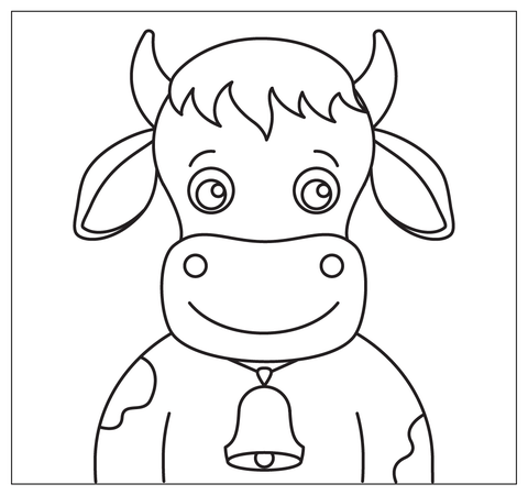 Cartoon Cow Selfie Coloring Page